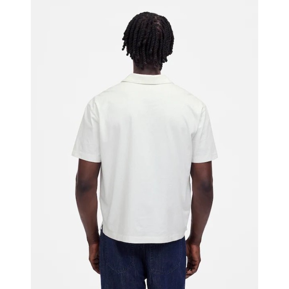 Madewell Men's Vintage Polo XL White Short Sleeve Cotton Shirt Hidden Placket - Picture 2 of 11